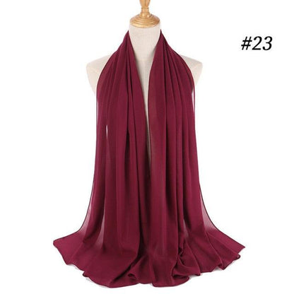 Long Lightweight Soft Solid Color Chiffon Scarfs Muslim Headscarf Hijab Scarf Shawls Wraps Hijab For Women 70*180cm