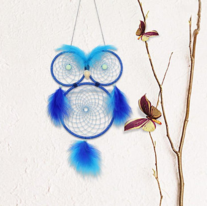 Lovely Owl Dream Catcher Wall Hanging Ornament Large Handmade Perfect Gift Design Dreamcatcher Decoration For Kids' Bedroom Dorm Nursery Chic Ornament Craft  Eyes Can Be Glowed In Darkness