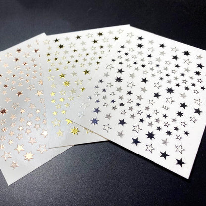 Lovely Stars Geometry 3D Nails Art Sticker Gold Silver Rose gold Ornaments self-Adhesive Sliders Manicure Accessories Decoration for Women Girls Art Stickers Decal Decoration Metallic Curve Strip Line Nail
