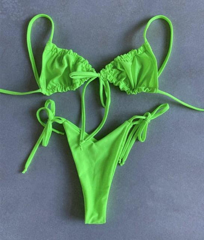 Low Waist Bikini Triangle Swimwear Female String Swimsuit Women Two Piece Swimsuit Swimwear Halter String Triangle Bikini Sets Women Print 2 Piece Suit Push Up Bathing Suit Swim Suit New