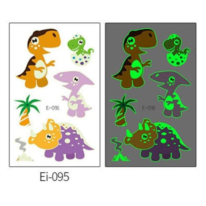 Luminous Tattoo Stickers Temporary Animal Tattoos Glow Paste on Face Arm Leg Fluorescent Waterproof Fake Tattoo For Kids Girls