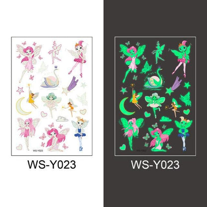Luminous Tattoo Stickers Temporary Animal Tattoos Glow Paste on Face Arm Leg Fluorescent Waterproof Fake Tattoo For Kids Girls