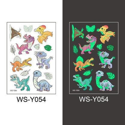 Luminous Tattoo Stickers Temporary Animal Tattoos Glow Paste on Face Arm Leg Fluorescent Waterproof Fake Tattoo For Kids Girls