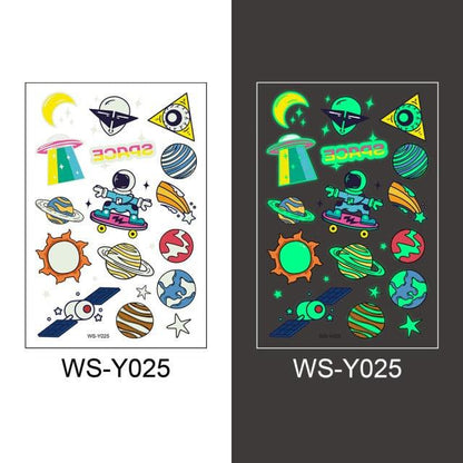 Luminous Tattoo Stickers Temporary Animal Tattoos Glow Paste on Face Arm Leg Fluorescent Waterproof Fake Tattoo For Kids Girls
