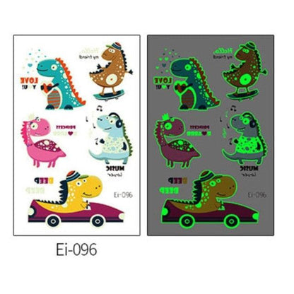 Luminous Tattoo Stickers Temporary Animal Tattoos Glow Paste on Face Arm Leg Fluorescent Waterproof Fake Tattoo For Kids Girls
