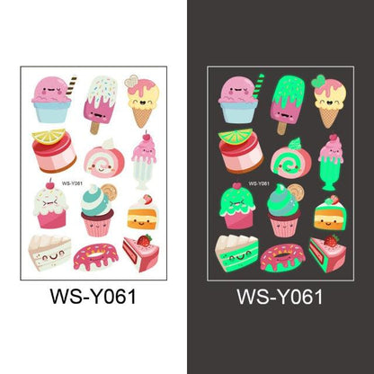 Luminous Tattoo Stickers Temporary Animal Tattoos Glow Paste on Face Arm Leg Fluorescent Waterproof Fake Tattoo For Kids Girls
