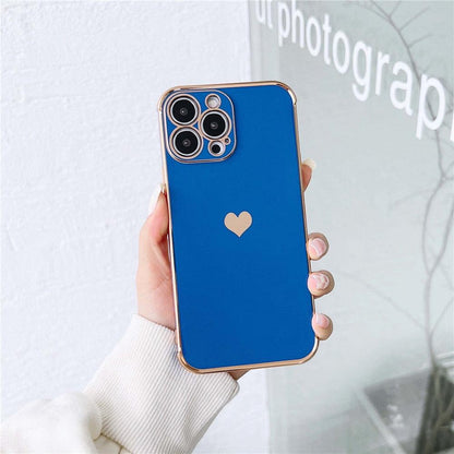 Luxurious Heart Soft Anti-Scratch Full Lens Protection Silicone Girls Shockproof Phone Case for iPhone Phone Case For iPhone 14 13 12 Pro 12Mini Soft Women Elegant Love Heart Shockproof Bumper Phone Case