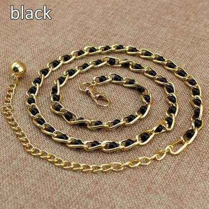 Luxurious Metal Adjustable Thin Strap Body Link Belts For Women Fashion Long Tassel Belly Metal Chain Waistbands For Women