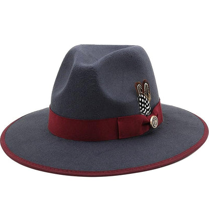 Luxurious Unique Couple Hats Wide Brim Fedora Hat Winter Autumn Trendy Fedora Hat  Women Black Red Wedding Hat With Feather Belts For Hats Men Beautiful Gentleman Elegant Classical Hat