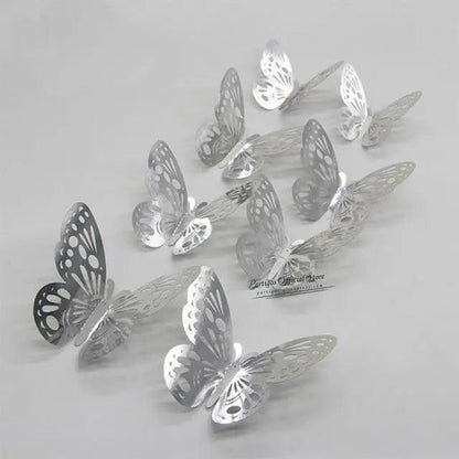 Luxury 3D Wall Stunning 12Pcs 4D Hollow Butterfly Wall Sticker Home Decoration Wall Stickers wedding Party Wedding Decors Butterfly Kids Room Decors