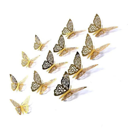 Luxury 3D Wall Stunning 12Pcs 4D Hollow Butterfly Wall Sticker Home Decoration Wall Stickers wedding Party Wedding Decors Butterfly Kids Room Decors