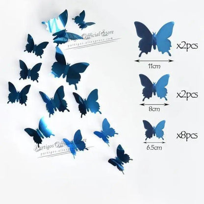 Luxury 3D Wall Stunning 12Pcs 4D Hollow Butterfly Wall Sticker Home Decoration Wall Stickers wedding Party Wedding Decors Butterfly Kids Room Decors