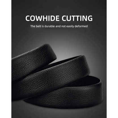 Luxury Automatic Black Genuine Leather Business Belt For Men New Fashion High Quality Black Belts