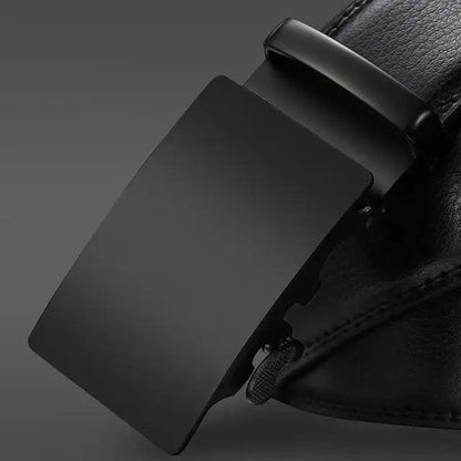 Luxury Automatic Black Genuine Leather Business Belt For Men New Fashion High Quality Black Belts