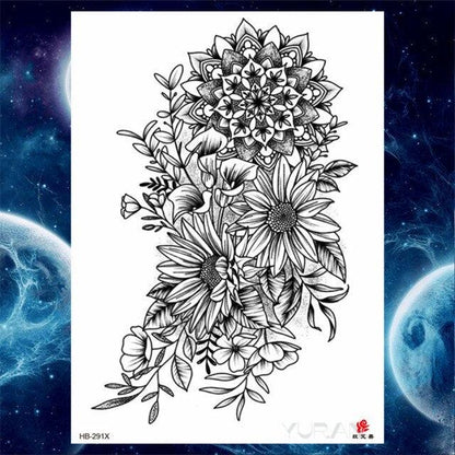 Luxury Big Tattoo Stickers Butterfly Body Arm Leg Tattoos Temporary Black Flower Rose Tattoos For Women's Adults