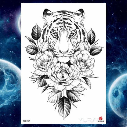 Luxury Big Tattoo Stickers Butterfly Body Arm Leg Tattoos Temporary Black Flower Rose Tattoos For Women's Adults