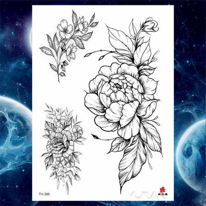 Luxury Big Tattoo Stickers Butterfly Body Arm Leg Tattoos Temporary Black Flower Rose Tattoos For Women's Adults