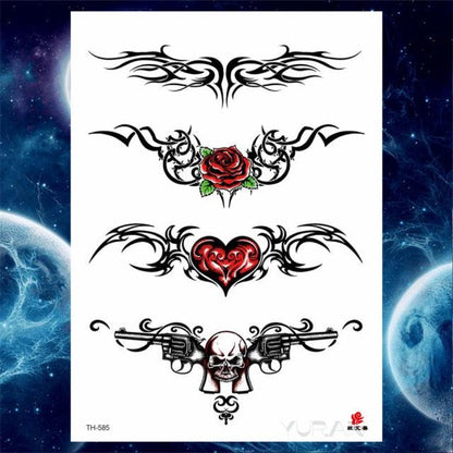 Luxury Big Tattoo Stickers Butterfly Body Arm Leg Tattoos Temporary Black Flower Rose Tattoos For Women's Adults