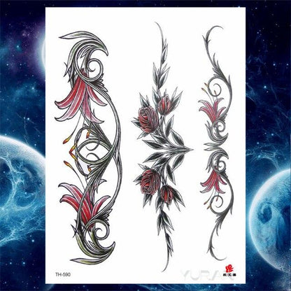 Luxury Big Tattoo Stickers Butterfly Body Arm Leg Tattoos Temporary Black Flower Rose Tattoos For Women's Adults