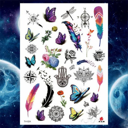 Luxury Big Tattoo Stickers Butterfly Body Arm Leg Tattoos Temporary Black Flower Rose Tattoos For Women's Adults