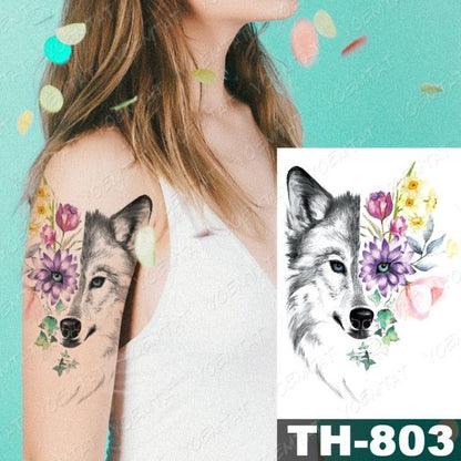 Luxury Big Waterproof Temporary Sticker Tattoo Large Flowers And Animals Body Tattos For Womens
