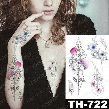 Luxury Big Waterproof Temporary Sticker Tattoo Large Flowers And Animals Body Tattos For Womens