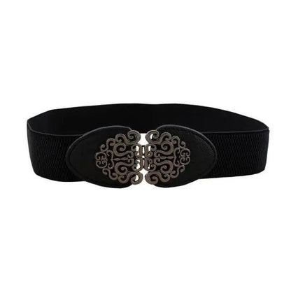 Luxury Black Elastic Women Belt Unique Belt Stretch Waistband Stylish Women Vintage Waist Belts