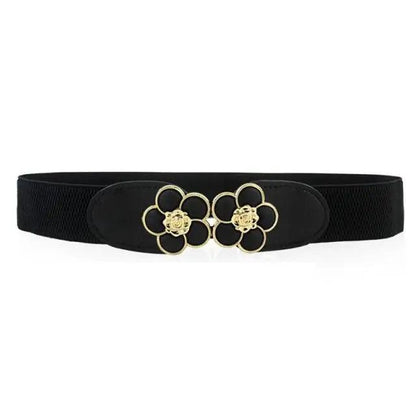 Luxury Black Elastic Women Belt Unique Belt Stretch Waistband Stylish Women Vintage Waist Belts