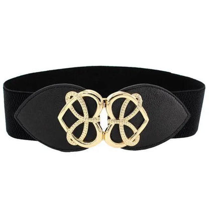 Luxury Black Elastic Women Belt Unique Belt Stretch Waistband Stylish Women Vintage Waist Belts