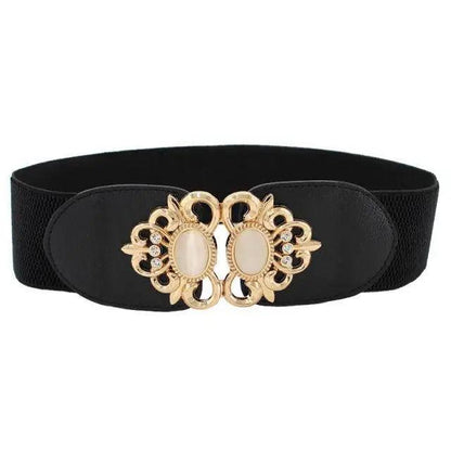 Luxury Black Elastic Women Belt Unique Belt Stretch Waistband Stylish Women Vintage Waist Belts