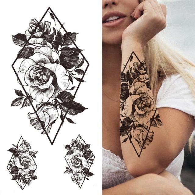 Luxury Black Forest Tiger Wolf Tattoo Sticker Temporary Tattoo Animals Colorful Big Tattoo Stickers For Mens Womens