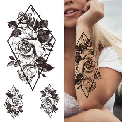 Luxury Black Forest Tiger Wolf Tattoo Sticker Temporary Tattoo Animals Colorful Big Tattoo Stickers For Mens Womens