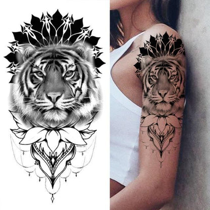 Luxury Black Forest Tiger Wolf Tattoo Sticker Temporary Tattoo Animals Colorful Big Tattoo Stickers For Mens Womens