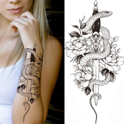 Luxury Black Forest Tiger Wolf Tattoo Sticker Temporary Tattoo Animals Colorful Big Tattoo Stickers For Mens Womens