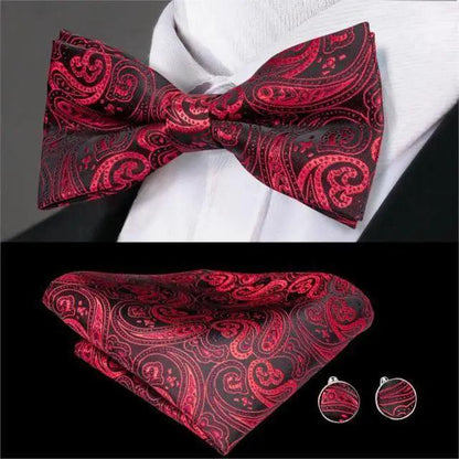 Luxury Butterfly Beige Silk Bow Ties For Men Gentlemens Cufflinks Set Elegant Design Wedding Party Bowties For Tuxedo Excellent Gift For Prom