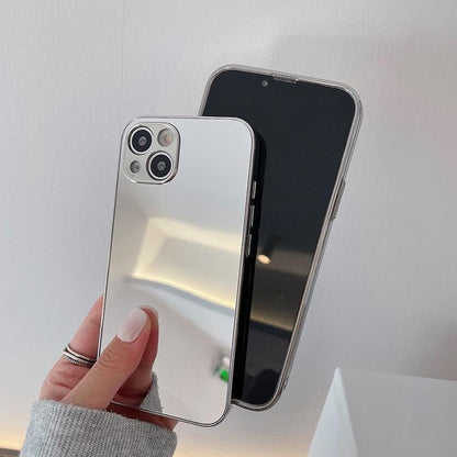 Luxury Clear Back Mirror Shock-Absorption Anti-Scratch Bright Reflection Protective Case Cover Silver Golden Mirror Shockproof Case for iPhone 14 13 12 Pro Max 11 X XR XS 8Plus iphone Hard Back Cover