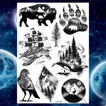 Luxury Colorful Flower Lavender Waterproof Temporary Tattoos Animals Arm Chest Tattoo Stickers Elegant Summer Style For Womens Mens