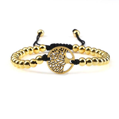 Luxury Copper Beads Pendant Beaded Bracelet Adjustable Life Tree Word Heart Shape Alloy Charm Bangles Couple Wrist Gold Bracelets For Women Bracelet Set Stretch Stackable Bracelets