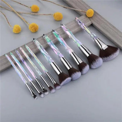 Luxury Cosmic Color New Luxury Crystal Makeup Brushes Powder Foundation Eyeshadow Eyebrow Cosmetics for Face Fan Make Up Brush Set