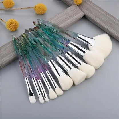 Luxury Cosmic Color New Luxury Crystal Makeup Brushes Powder Foundation Eyeshadow Eyebrow Cosmetics for Face Fan Make Up Brush Set
