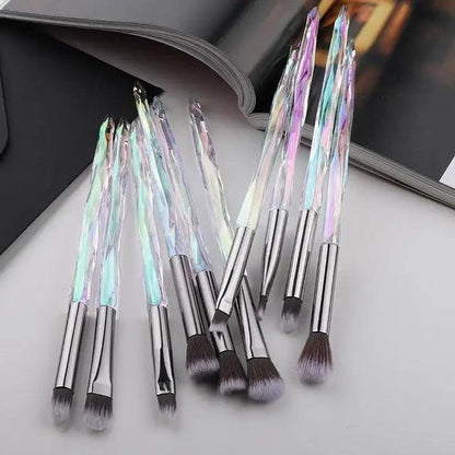 Luxury Cosmic Color New Luxury Crystal Makeup Brushes Powder Foundation Eyeshadow Eyebrow Cosmetics for Face Fan Make Up Brush Set