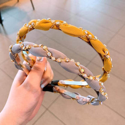 Luxury Crystal Rhinestone Cross Hair Bands For Girls Women Chiffon Stylish Headwear Korean Hair Bands Hoop New Fashion Gorgeous Hair Accessories For Women