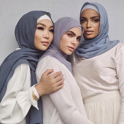 Luxury Fashion Long Soft Solid Chiffon Scarf Head Wrap Echarpe Shawl Lightweight Headscarf Instant Ready To Wear Elegant Hijab Scarf Wrap Muslim Shawl Islamic Hijabs Arab Wrap Head Scarves For Women