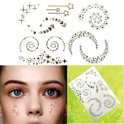Luxury Flash Metallic Waterproof Temporary Tattoo Gold Silver Flower Tattoo Sticker Long Lasting Gold Design For Womens