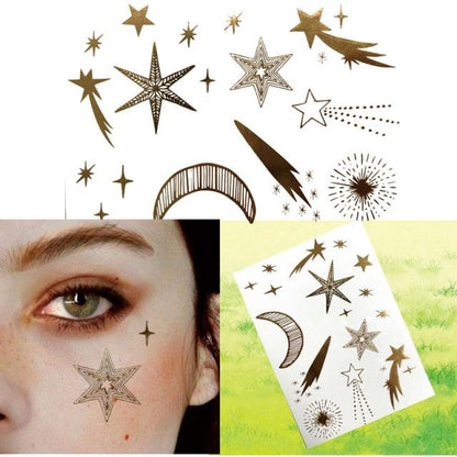 Luxury Flash Metallic Waterproof Temporary Tattoo Gold Silver Flower Tattoo Sticker Long Lasting Gold Design For Womens