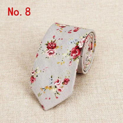 Luxury Flower Handmade Cotton Ties For Men Classic Colorful Printed Floral Designs Necktie For Wedding