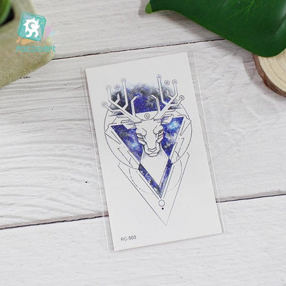 Luxury Head Deer Waterproof Temporary Stickers Tattoo Modern Colorful Tatoo For Women Men