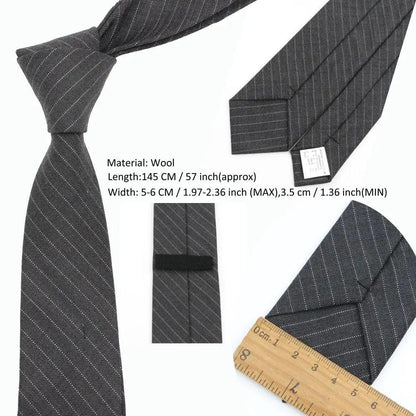 Luxury High Quality Black Grey Skinny Wool Tie For Men Business Meeting Necktie Fashionable Design Excellent Men Gift