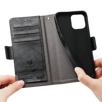 Luxury Leather Case For iPhone 13 11 12 14 Pro Max Mini Wallet Pocket Flip Case Cover Vintage Luxury Genuine Leather Fashion Business Classic Flip Case For Men