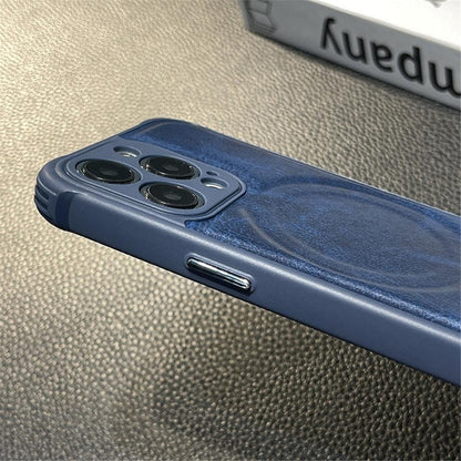Luxury Leather Magnetic Wireless Charging Case For iPhone 14 11 12 13 Pro Max X XS XR 8 7 Plus Shockproof Soft Cover Shockproof Unique Vintage Design Leather Case For iPhone